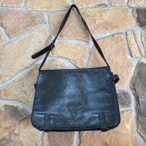 Leather Laptop Crossbody Black Bag